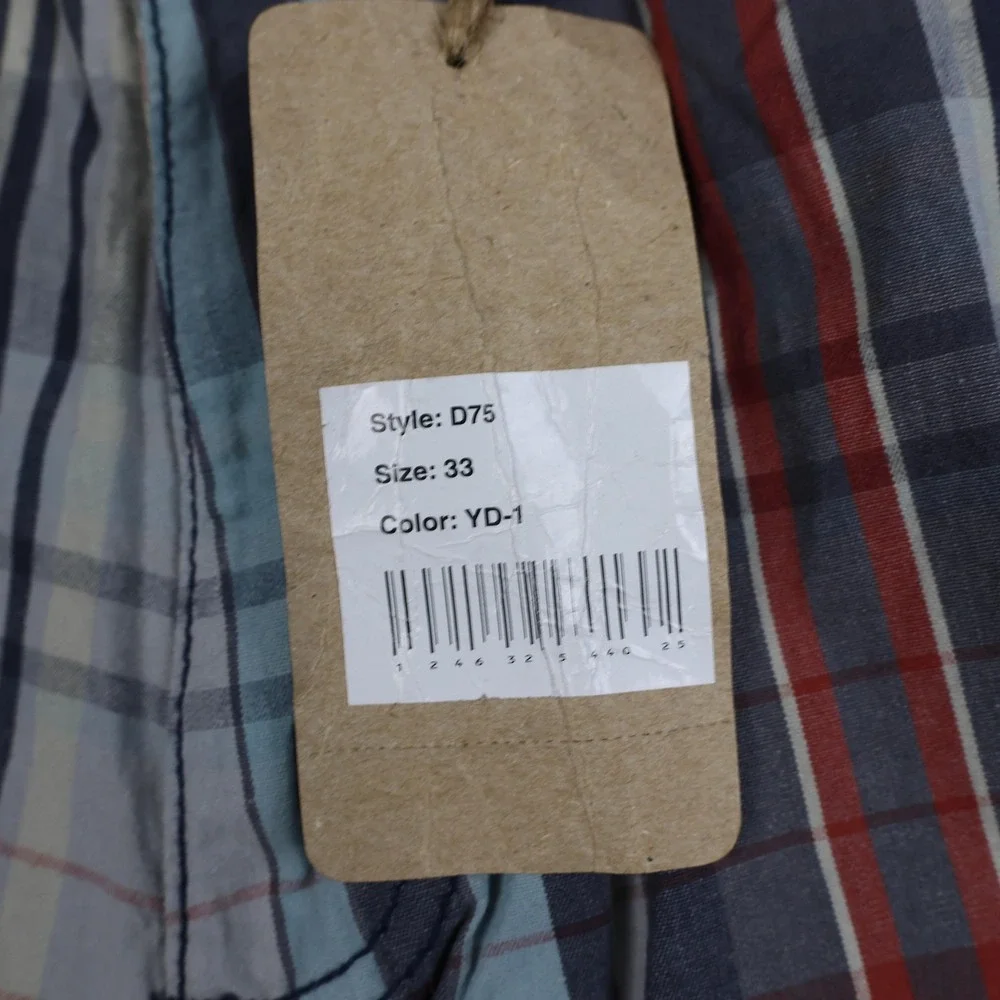 PD&C Shorts Mens 33 Multicolor Plaid Cargo Regular Fit 100% Cotton